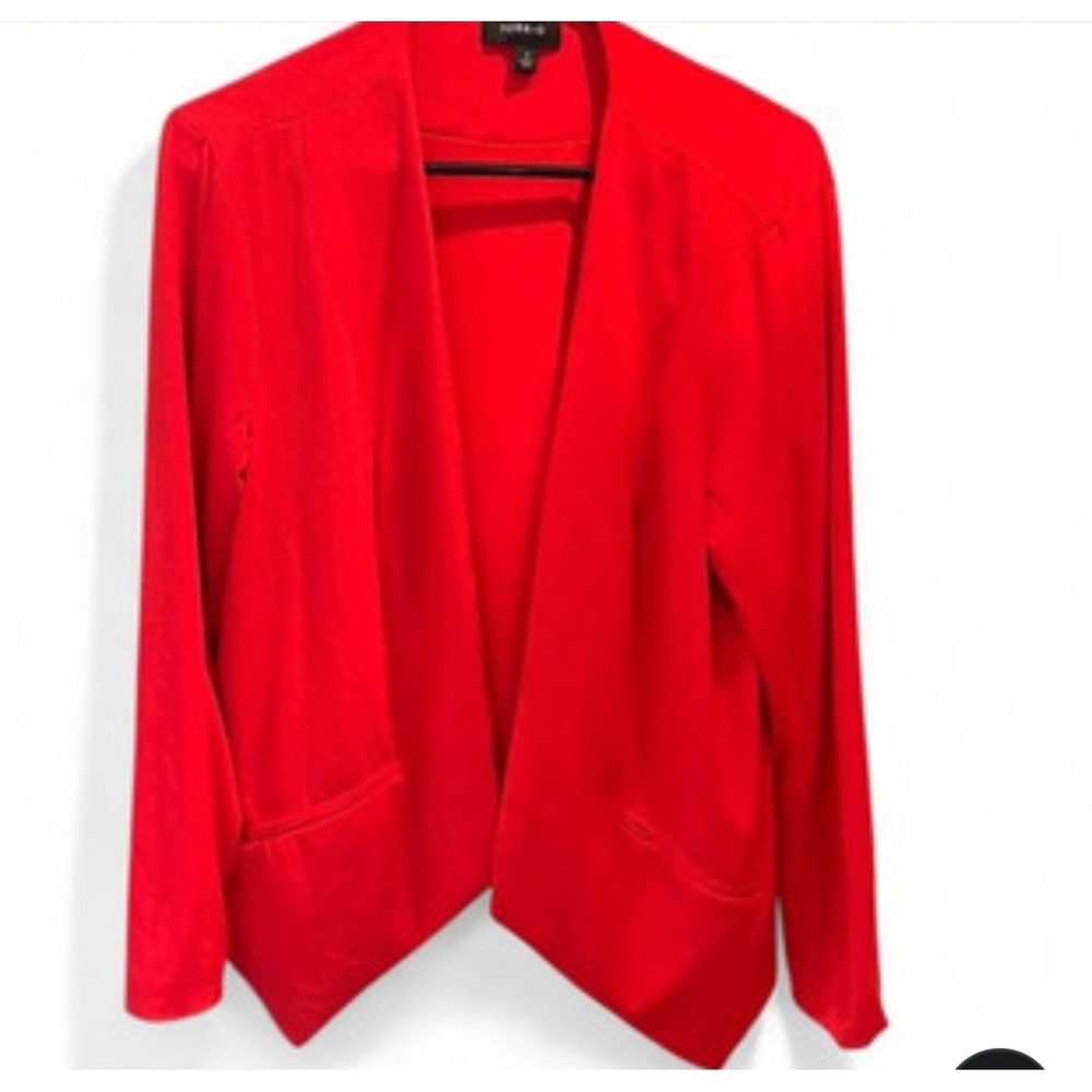 Torrid Womens Red Open Front Knit Blazer Jacket Size 1 Plus Career Professional